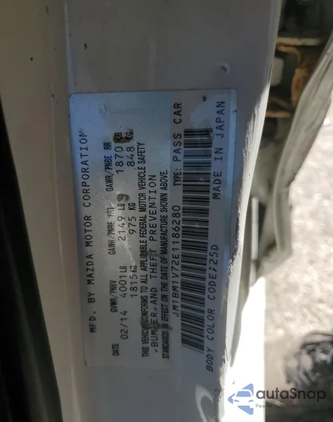 2014 Mazda 3 Touring from USA, damaged, VIN JM1BM1V72E1186280